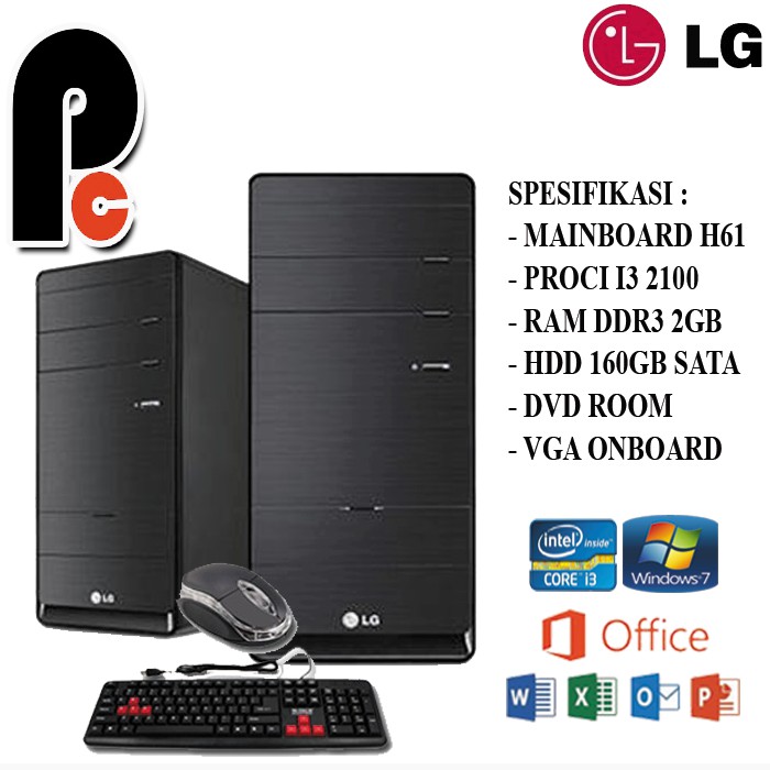 PC KOMPUTER BUILD UP  LG H61 CORE I3 PLUS MONITOR SPC 19'' NEW