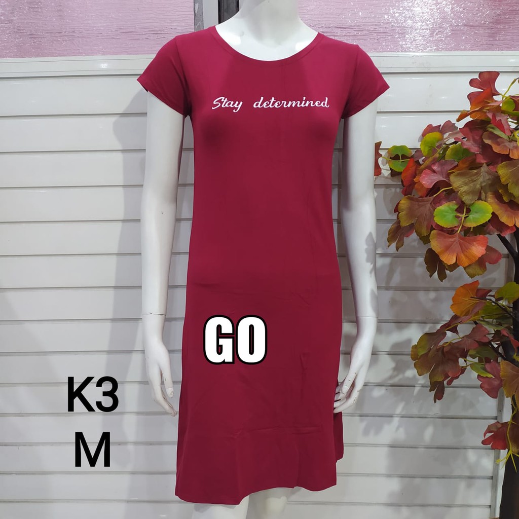 gof DP LMN DRESS/DASTER Wanita Casual Motif Polos Pakaian Perempuan Lengan Pendek