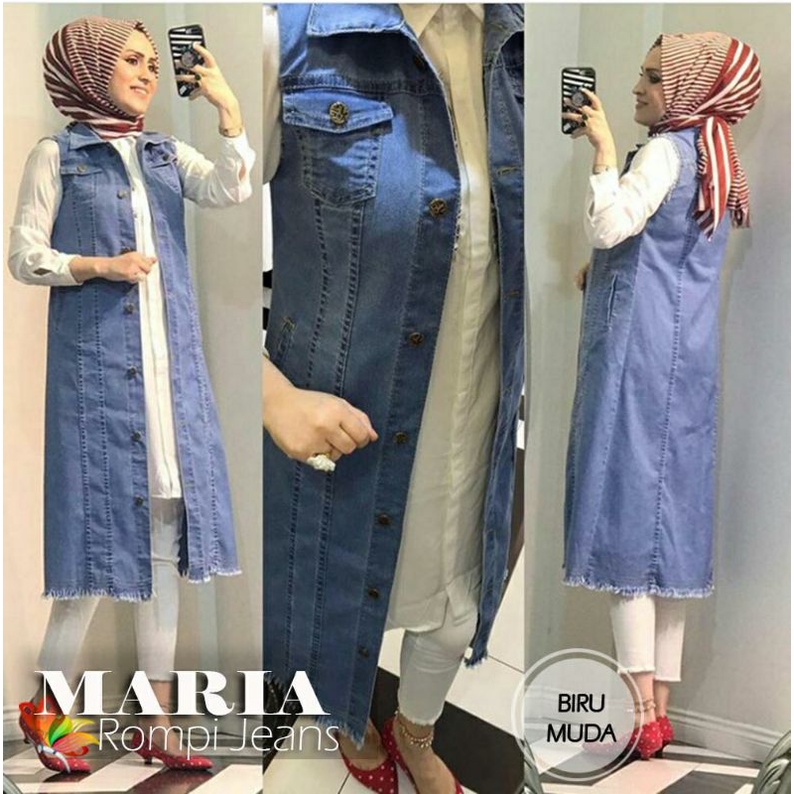 ROMPI MARIA FASHION PAKAIAN WANITA CARDI OUTER JEANS WASHED JCHM