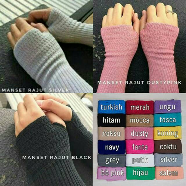 Handsock/Manset Rajut/Manset Tangan/Manset Jempol/Manset Muslim