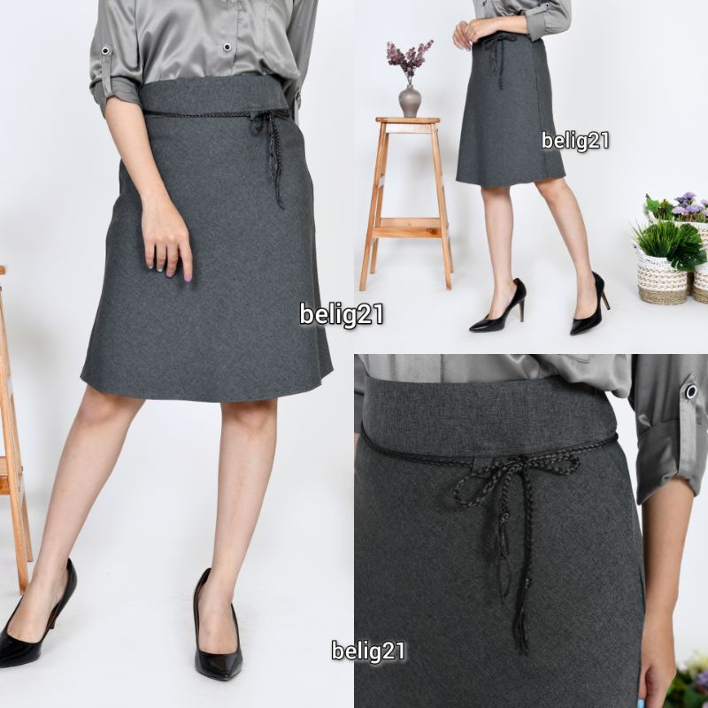 Rok Pendek Wanita Model a / Rok Kerja Hitam Bahan Polos / Rok Kantor Formal line a / Rok