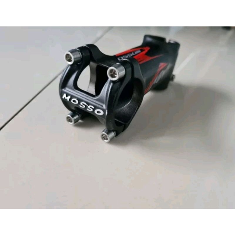 Stem Mosso Super Light Panjang 90 x 31.8 MM Angle 7 Derajat Black Red -  9 Cm Alumunium Ringan stem sepeda