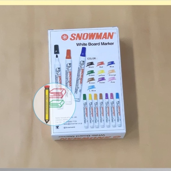 Spidol White Board Papan Tulis Kaca Snowman BG-12 Biru Blue Ecer