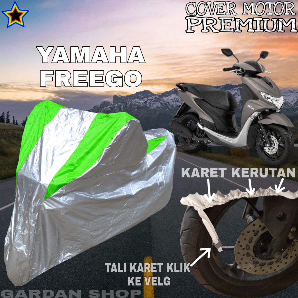 Sarung Motor YAMAHA FREEGO Silver HIJAU Body Cover Penutup Pelindung Motor Freego PREMIUM