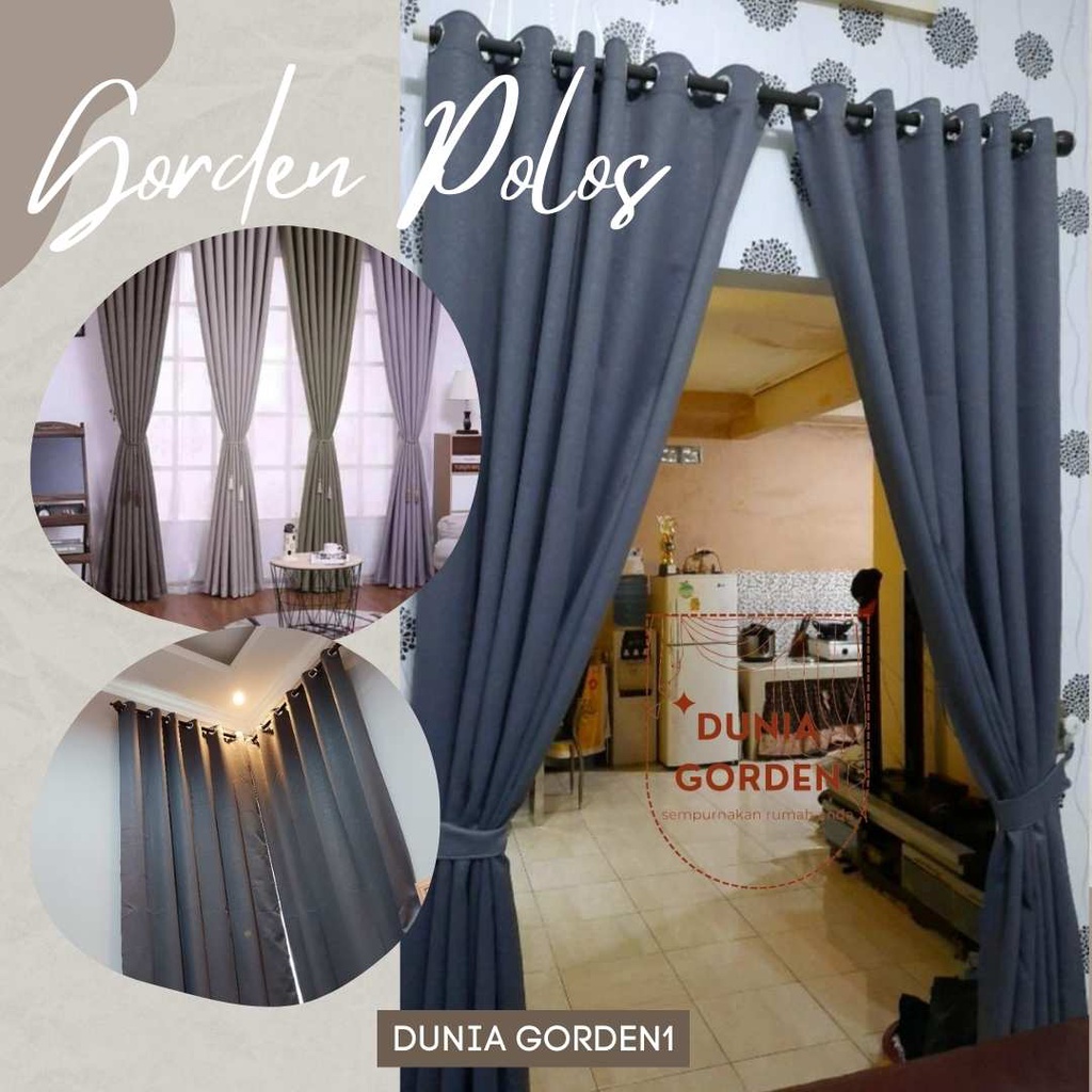 Gorden Jendela Polos Gorden Polos Abu Tua, Coklat Tua, dan Coklat Muda Gordyn Jendela Hordeng Jendel