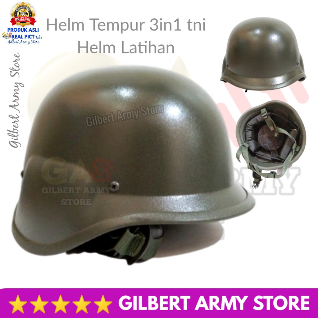 Helm Tni Tempur Militer Latihan model  3in1 hijau Bahan ABS anti pecah Murah Grosir GILBERT ARMY