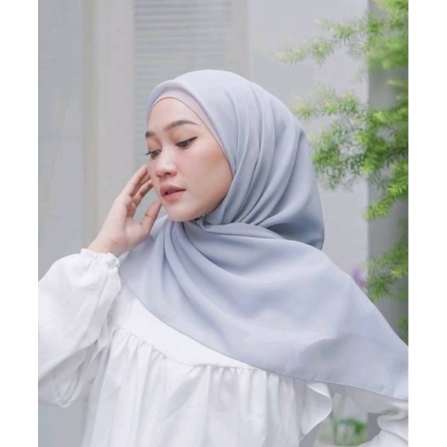(MURAH) HIJAB BELLA SQUARE HIJAB SEGI EMPAT PREMIUM Jilbab Anti Letoy Warna Lengkap Jilbab Polycotton-silver