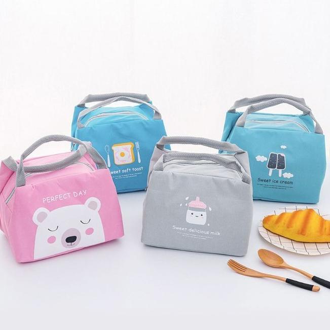 Produk Terviral Tas Bekal Cooler Bag Supermarket Anak Tahan Panas Korea Karakter Termos Motif Lucu Kotak Makan Asi