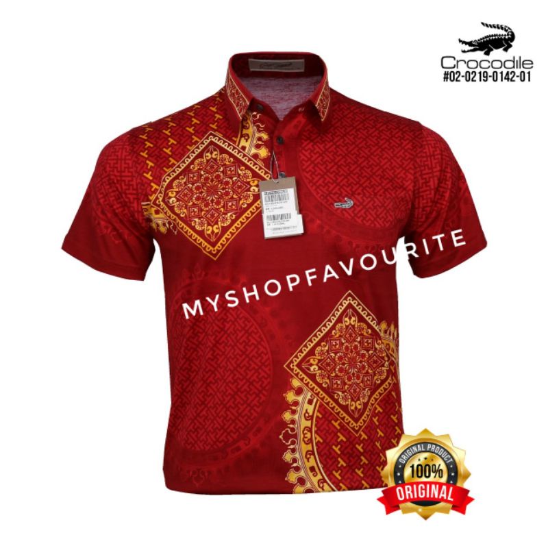 Kaos crocodile Platinum crocodile diamond kerah kemeja New Arrival 0142 merah cabe