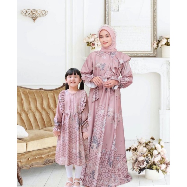 (SIAP KIRIM) TERATAI DRESS DUSTY PINK S VANILLA BY VANILLAHIJAB