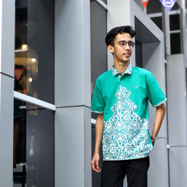 Loyal Kaos Polo Batik Hijau Tosca Modern Pria M L XL XXL