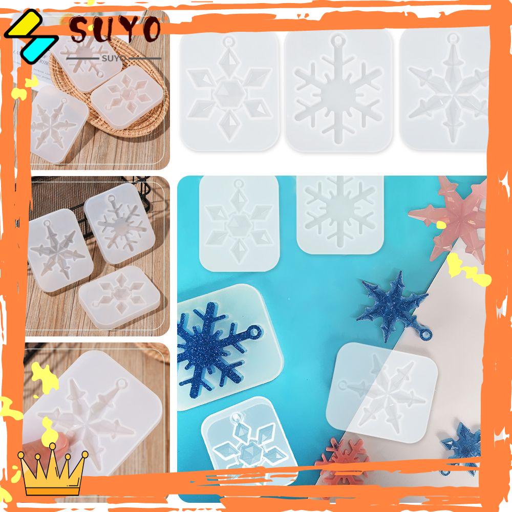 Suyo Cetakan Resin Bentuk Snowflake Transparan Untuk Membuat Perhiasan / Gantungan Kunci