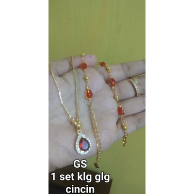 1 set kalung gelang dan cincin lapis ems18k yaxiya original