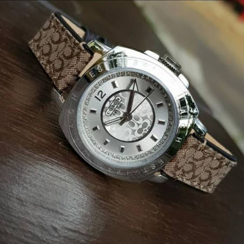Jam Tangan Wanita Coach Kulit Silver Original