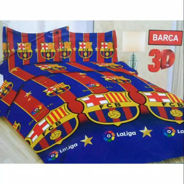 SPREI / SEPRAI KASUR BOLA 3D MOTIF BARCELONA PREMIUM MURAH