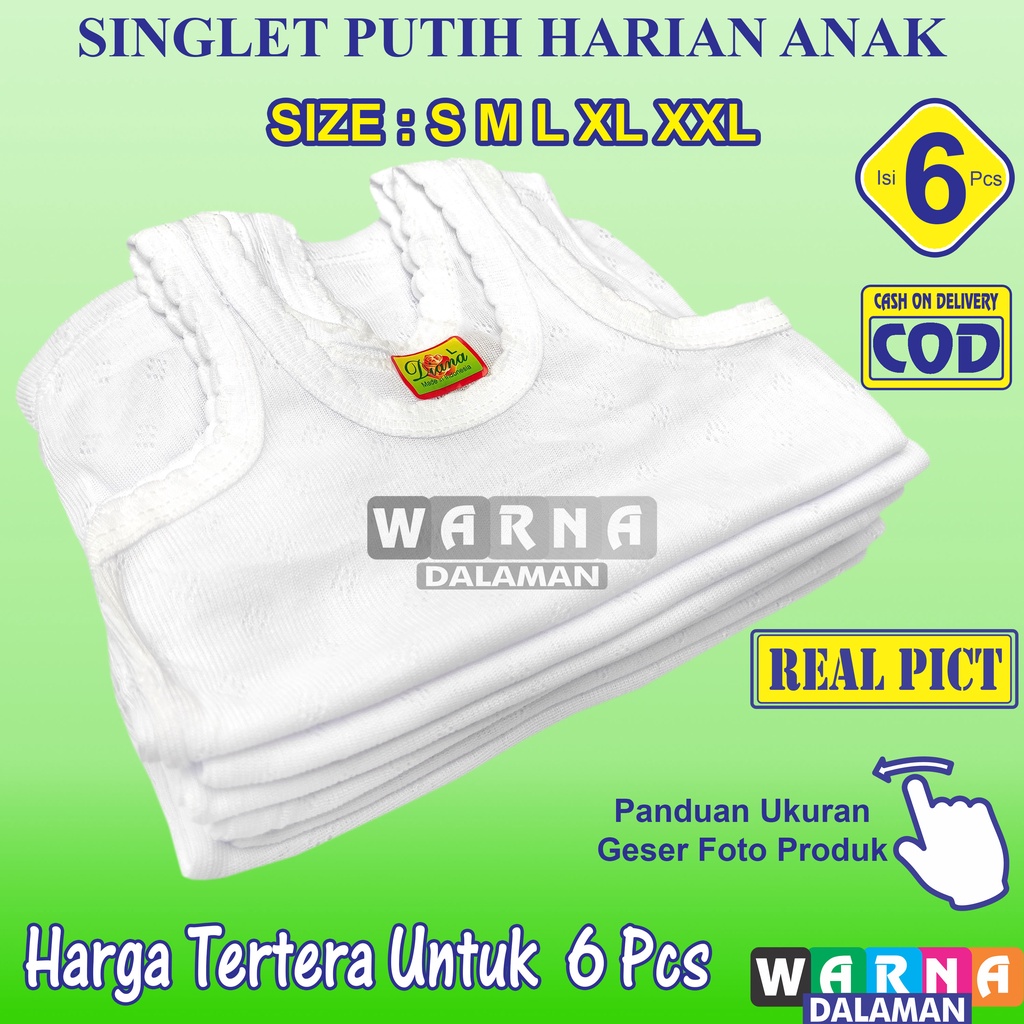 6 Pcs Singlet Anak Laki Laki Dan Perempuan Kaos Dalam Anak Pakaian Dalaman Putih Tren