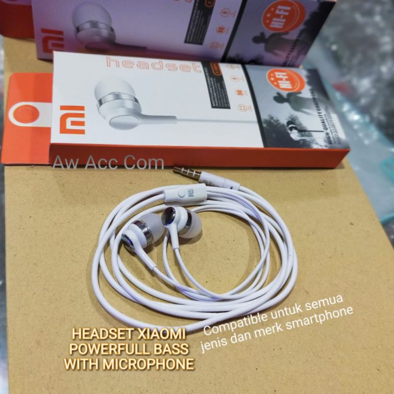 Headset Xiaomi Power Full Bass with Microphone Earphone Xiaomi redmi 9 9A 9C 9T 4A 4x 5A 6a