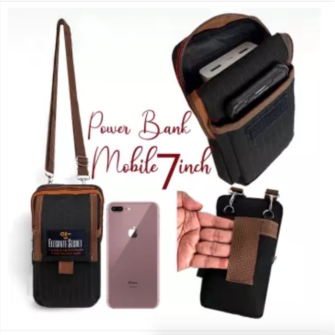 Tas HP 7 inch Wanita Pria - Tas Selempang HP 5 inch Warna Marun Hijau - Dompet HP Pinggang