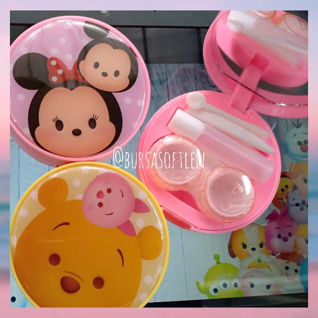 Tempat Softlens bulat Disney Tsum Tsum /  kotak softlens travel kit bursasoftlen