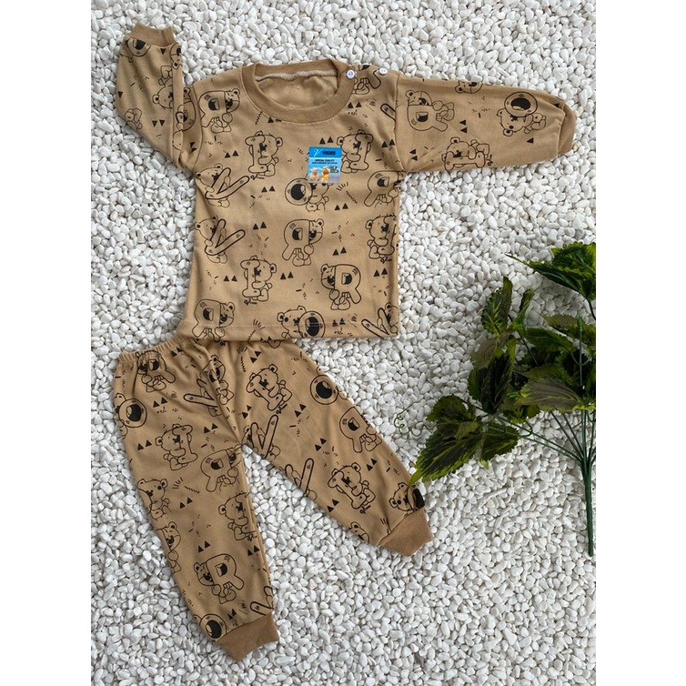 stelan baju bayi lucu murah motif BEAR  VIORI setelan PANJANG 3-18 bulan