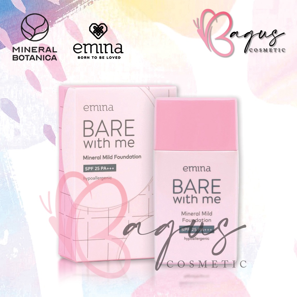 ⭐ BAGUS ⭐ EMINA BARE WITH ME MINERAL MILD FOUNDATION 30ML |