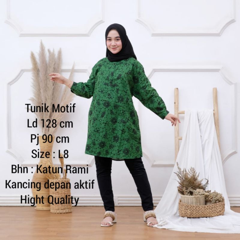 Tunik Long Jumbo/Tunik Motif/Tunik lengan panjang