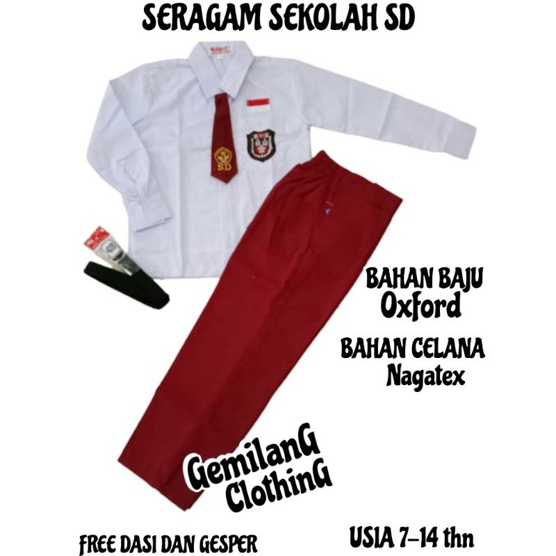 SERAGAM SEKOLAH SD // SETELAN MERAH PUTIH SD LAKI-LAKI KELAS 1 SAMPAI 6 SD