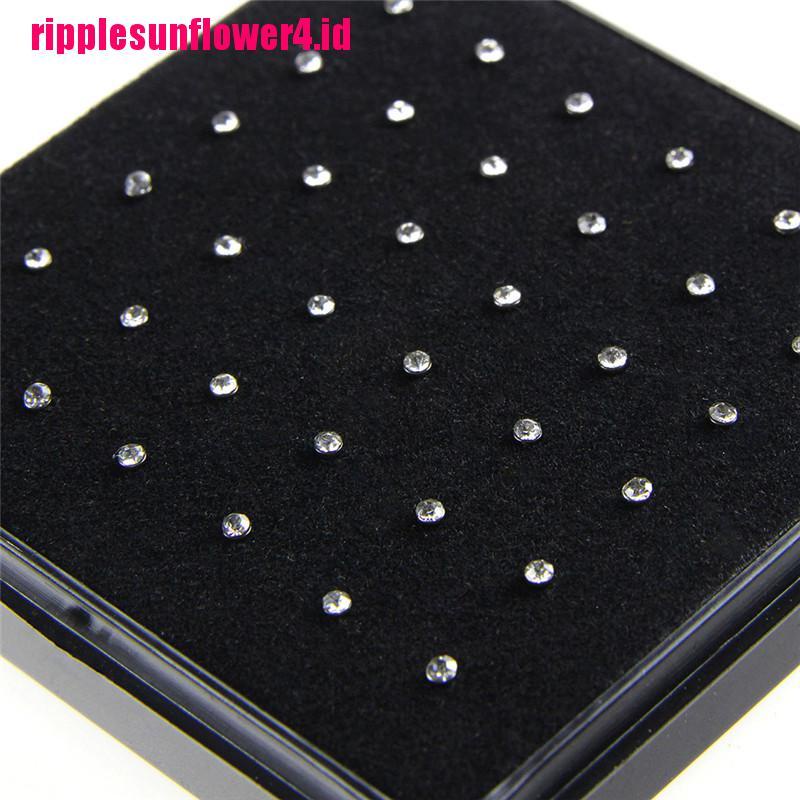 36pcs Anting Tindik Hidung Bahan Stainless Steel Dengan Kristal Berlian Imitasi