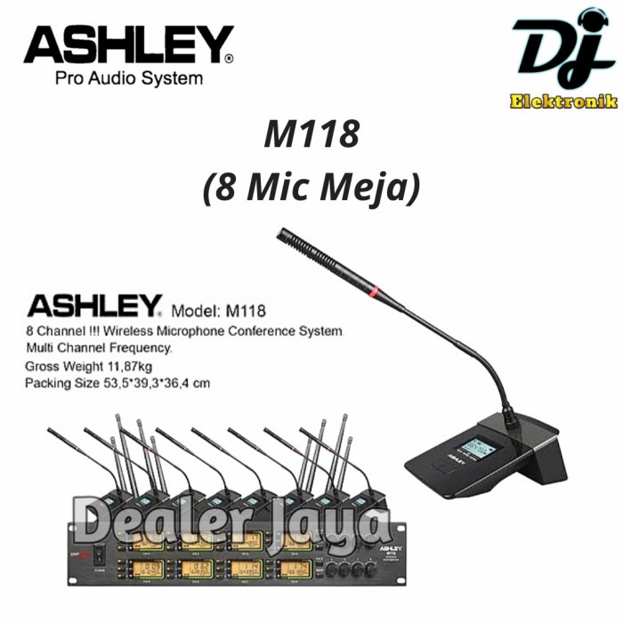 Mic Wireless Meja Ashley M 118 / M118 - 8 Mic Podium