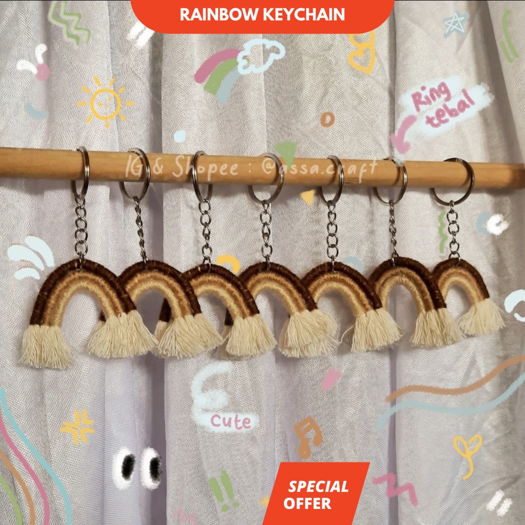 Macrame Rainbow Keychain Gantungan Kunci Makrame Gantungan Pelangi Aksesoris Hampers