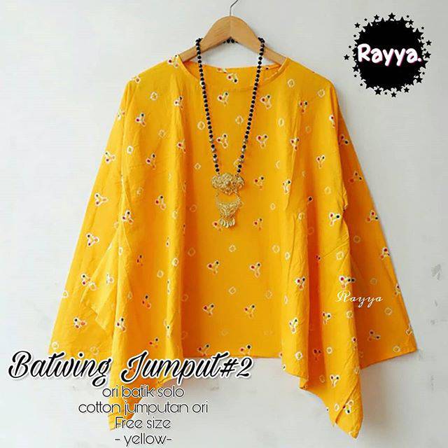 Atasan Batik Blus Kerja Casual Outfit Kondangan Baju Pesta Model Batwing Bahan Batik Jumputan