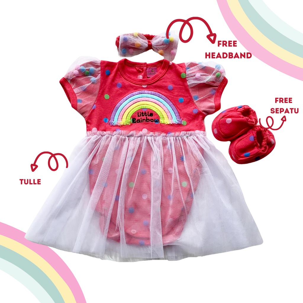 jumper bayi perempuan newborn cewek 0-12 bulan baru lahir LITTLE RAINBOW JUMPER SET romper