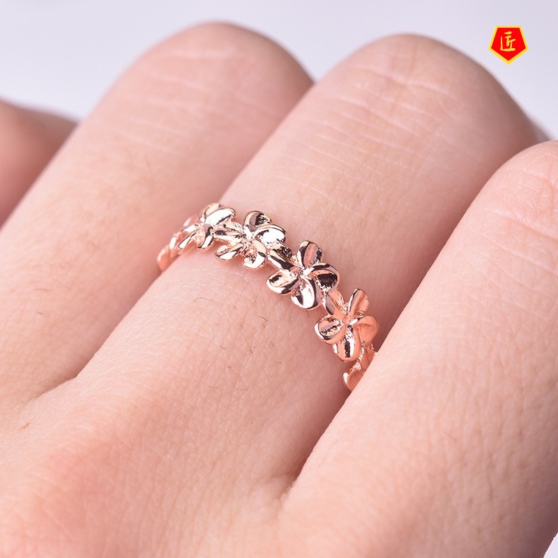 [Ready Stock]Fashion Simple Flower Ring Silver 18K Gold