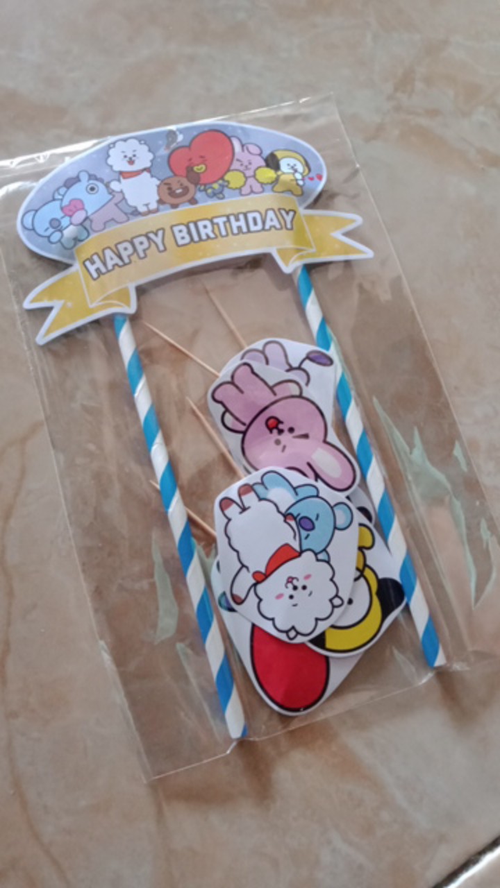 Hiasan Kue Cake Topper Birthday C1 Bt21 Isi 7