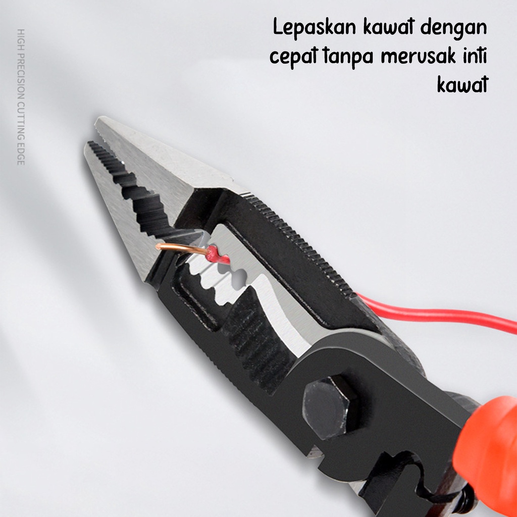 Stripping Cutter Clamp Tang Pemotong Kabel Listrik Multifungsi 9 in 1 Model Hidung Panjang