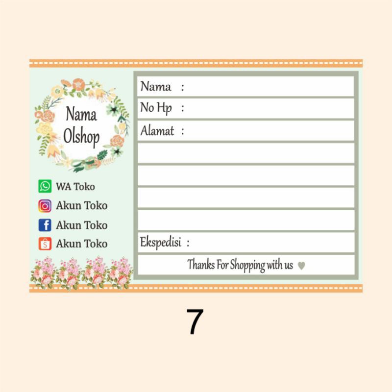 Sticker label pengiriman olshop custom / label pengiriman olshop / shipping sticker-7