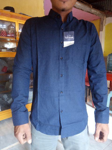 Freypv 8092 B Slimfit Long Navy Purple Batik Songket M-l Kemeja Batik