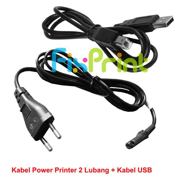 Kabel Power Printer Canon HP Epson 2 Lubang &amp; Kabel USB Computer L120 L310 L360 L210 L220 L350 L3110 L3210 L3216