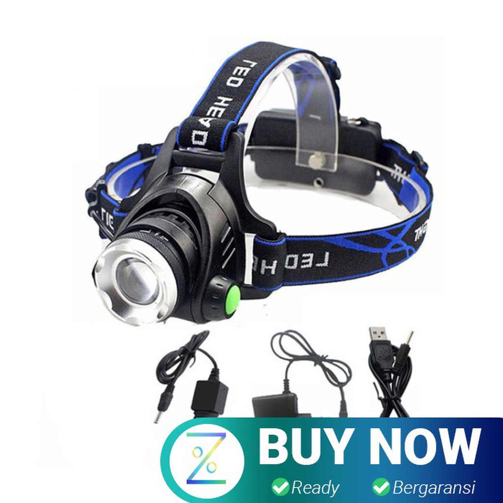 TaffLED High Power Headlamp LED Cree XML L2 + Charger - 568D - Black