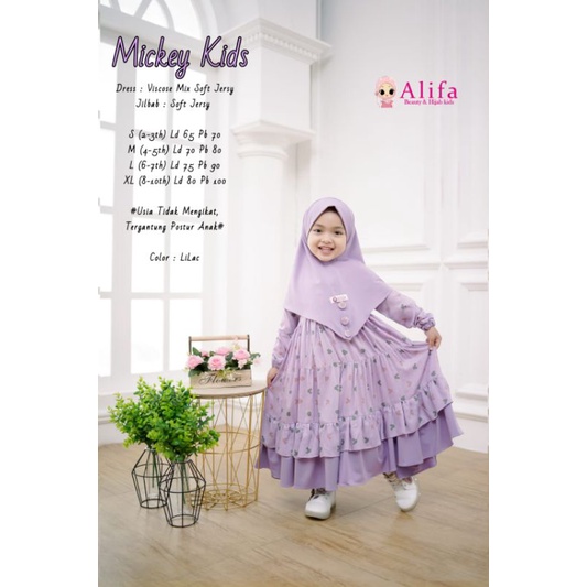 MICKEY KIDS GAMIS ORI ALIFA/flamboyan gamis set hijab by alifa
