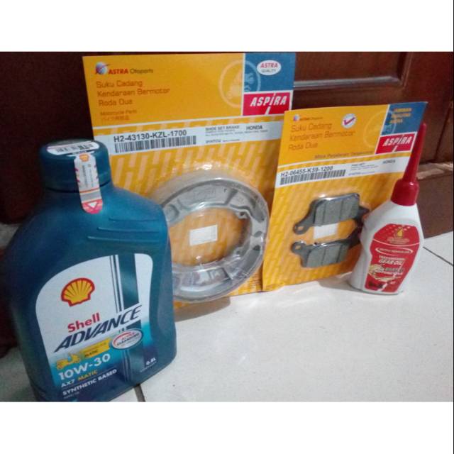 Paket kampas rem vario 125-150 2018 sein belakang pisah plus oli shell ax7 800Ml+ gardan petroasia