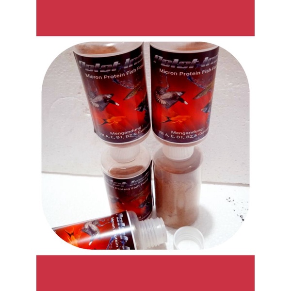PELET PELLET IKAN KECIL / MAKANAN PAKAN IKAN KECIL GUPPY,CUPANG, NEON,MOLLY DLL PELETINDO Micron fish food berprotein dan vitamin (60gr)