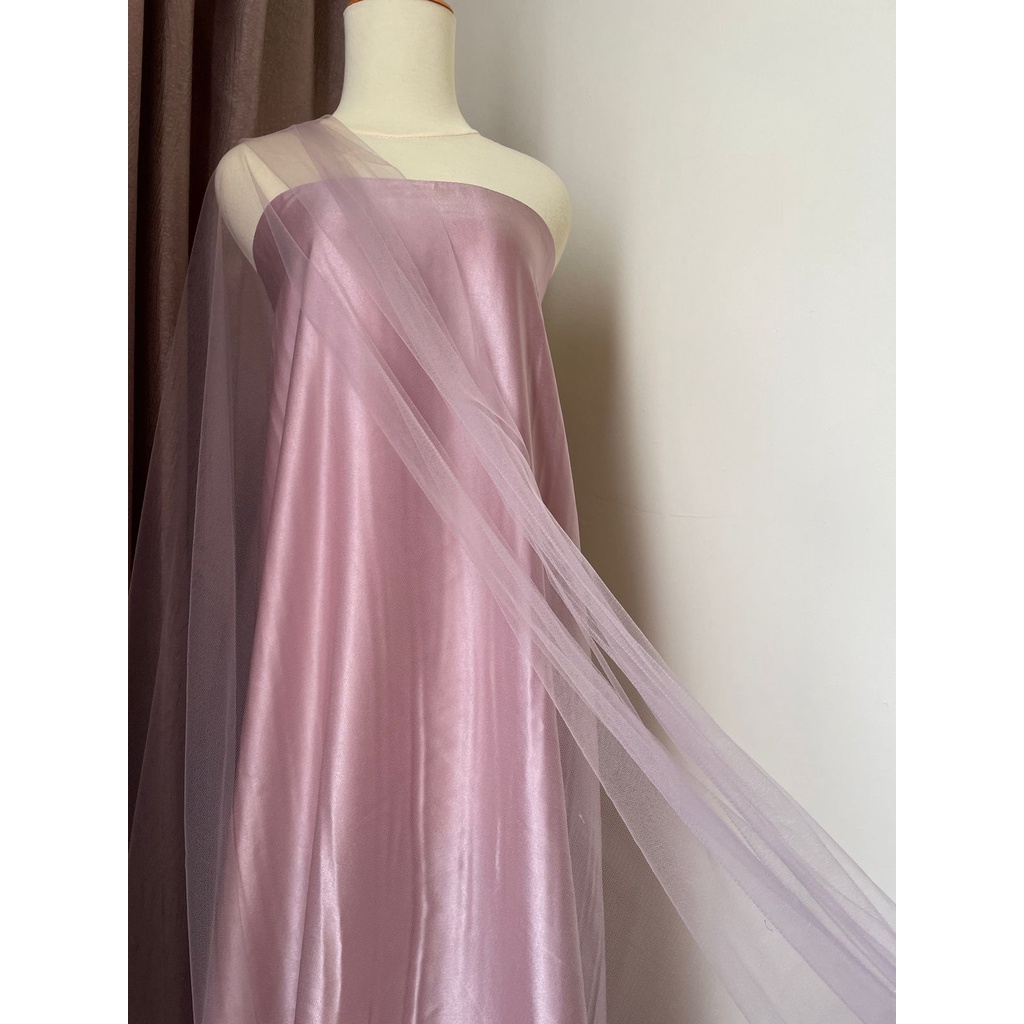 Kain Soft Tile Tulle Halus Polos Warna Soft Lavender Ungu Muda Semi Pink