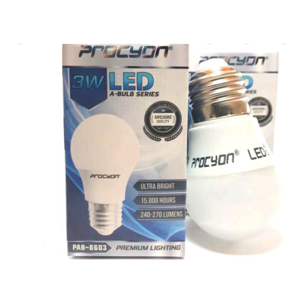 Lampu led Procyon 3 watt warm white / white procyon led 3w bulb warm white ww kuning hangat 3000K