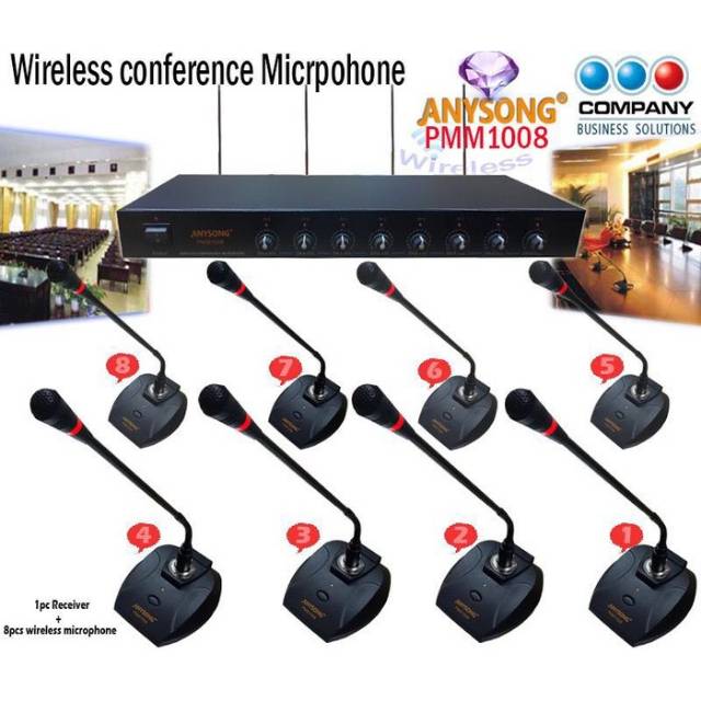 Mic wireless Conference/mic meja ANYSONG PMM-1008 Original(8 mic meja)