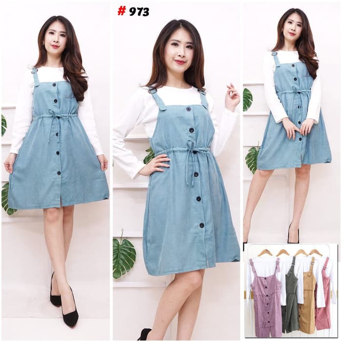 |JakartaFashion| overall cordoray serut tali codoray dalaman rib pisah bukaan kancing korean style