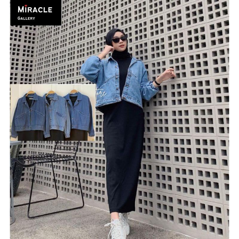 ANGELA SET 2IN1 - INER KNIT RAJUT OUTER JEANS DENIM