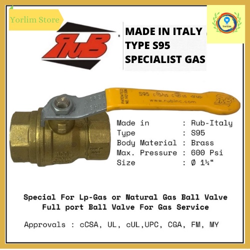 Ball Valve/Stop Kran 1 1/4 inch + Rub Italy
