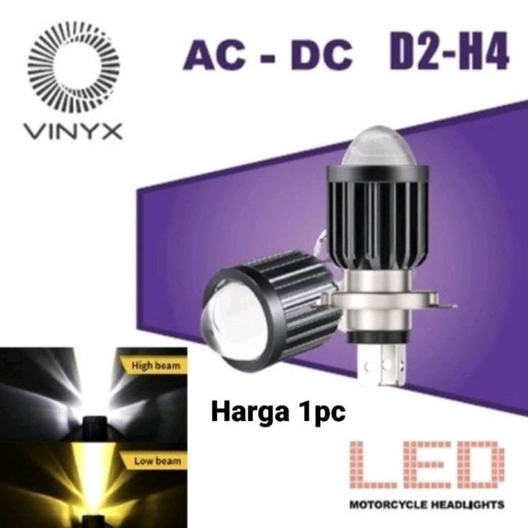 Lampu Led Utama motor mobil H4 laser AC DC 24v D2 2warna vixion ninja R15 dll