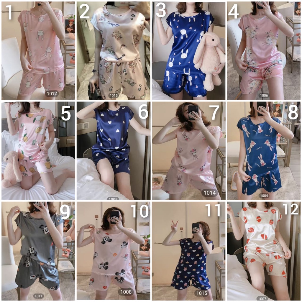 Baju tidur piyama bahan satin hotpant